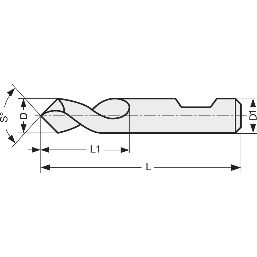 NC-Anbohrer VHM 90° 2mm, HA, TiAlN