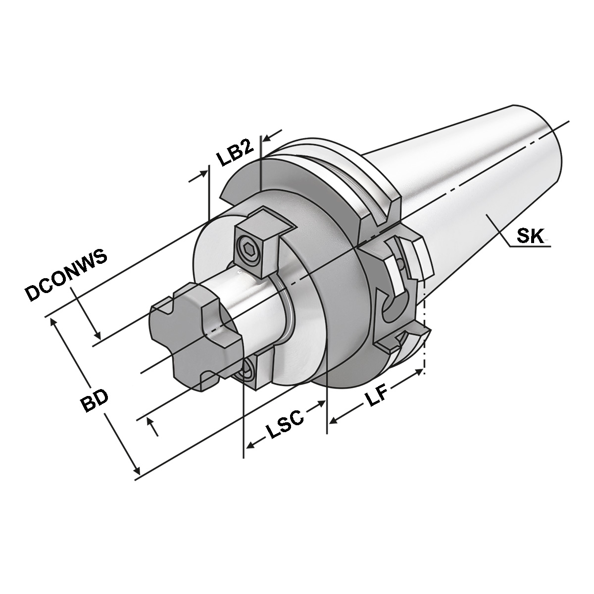 Quernut-Aufsteckdorn SK 40-16-35 DIN 69871 AD