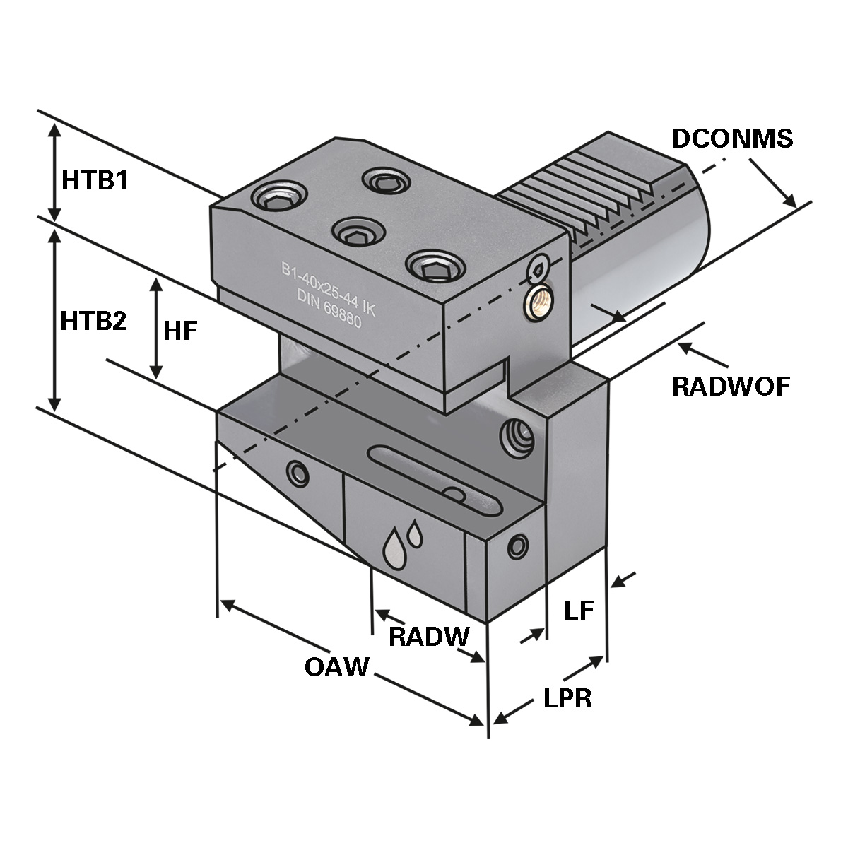 Radial-Werkzeughalter B1-30x20x40 DIN 69880 (ISO 10889)