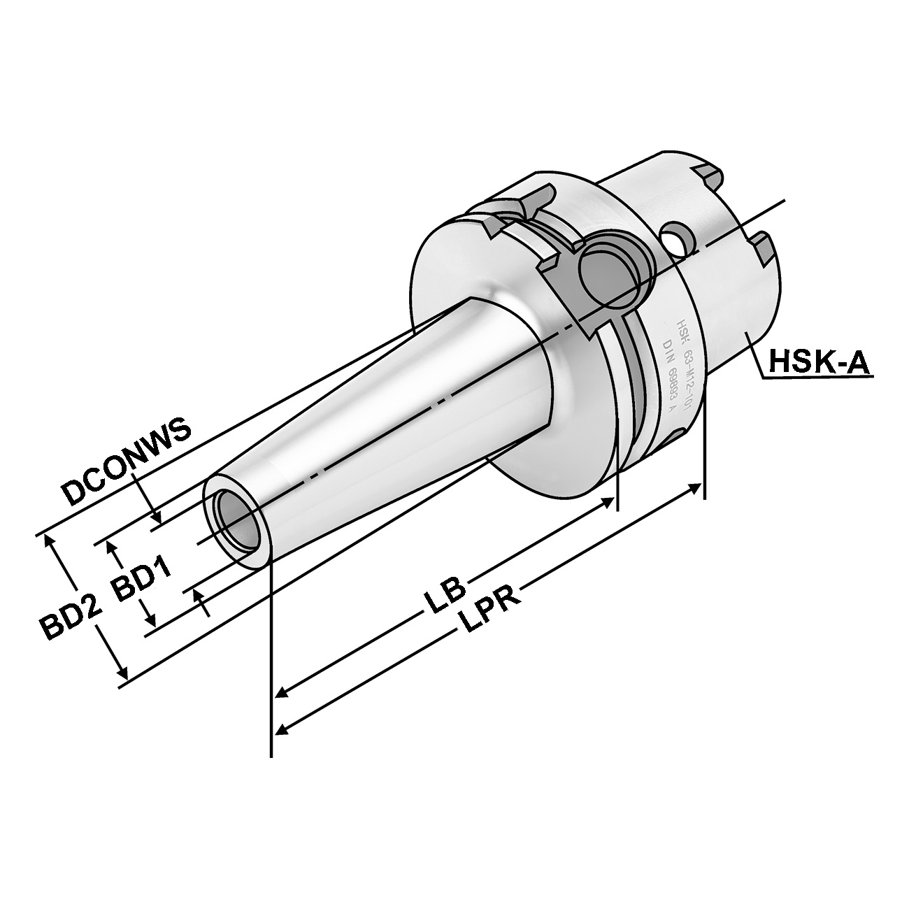 Fräsaufnahme für Einschraubfr. HSK 100-M16-79-L50 DIN 69893 Form A