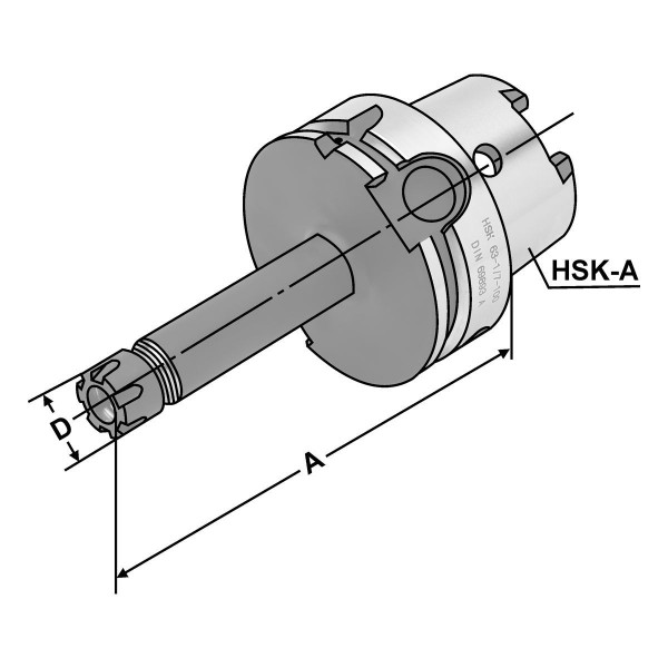 Spannfutter HSK 63-2/13-100 ER20 - Mini DIN 69893 Form A