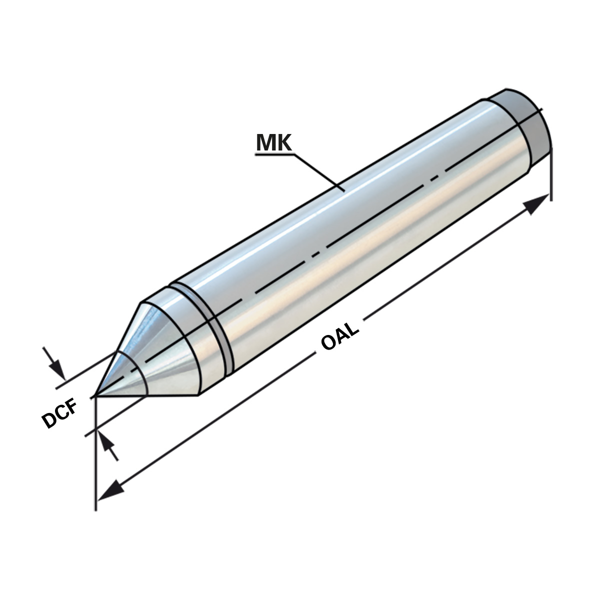 Hartmetall Zentrierspitzen | MK 4 | DIN 806 E Volle Ausführung mit Hartmetall-Einsatz