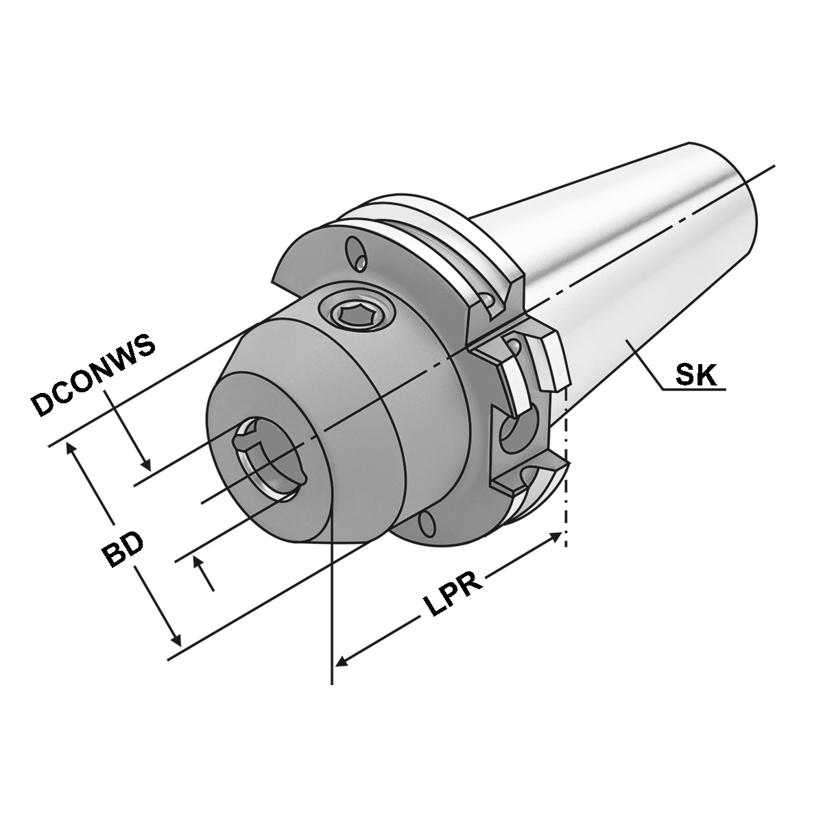 Fräseraufnahme SK 40-08-50 mit Kühlkanälen