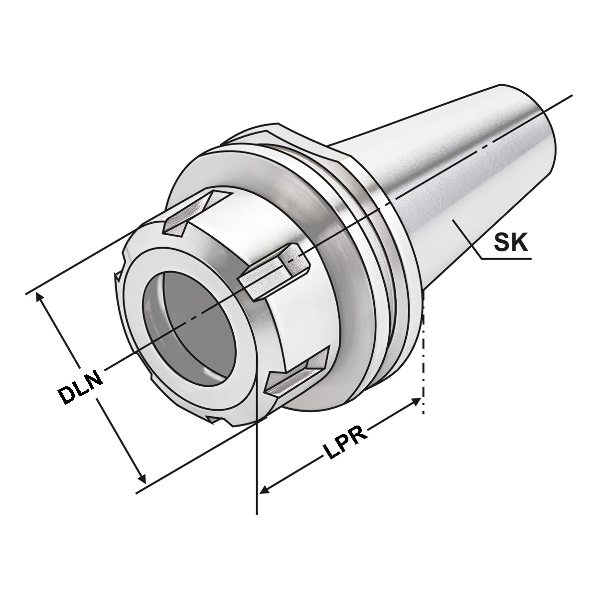 Spannfutter SK 30-2/16-50 ER25 ohne Mitnehmernuten / Mitnehmerausfräsung