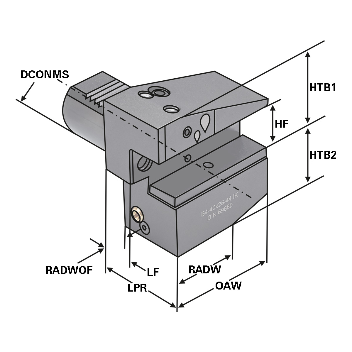 Radial-Werkzeughalter B4-40x25-44 DIN 69880 (ISO 10889)