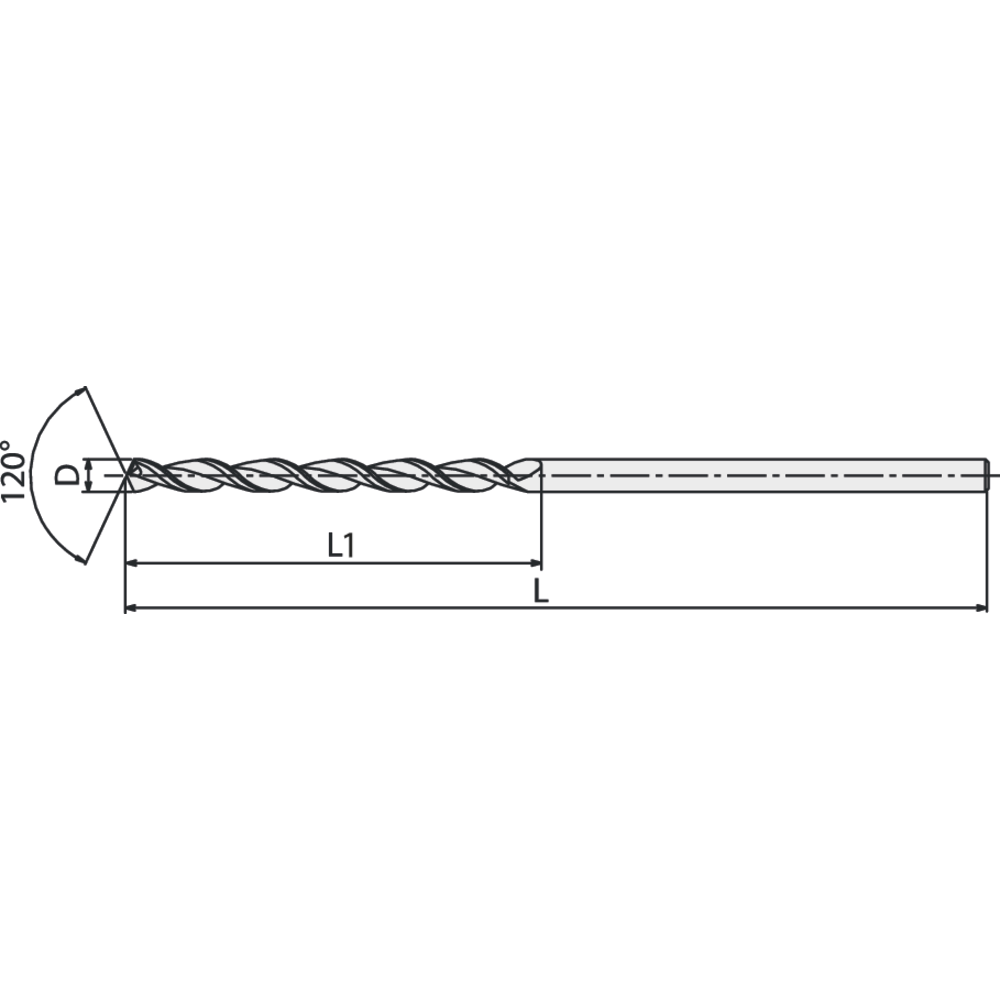 Spiralbohrer HSS-Co8 20xD TDXL WN 1,6mm WXL-beschichtet