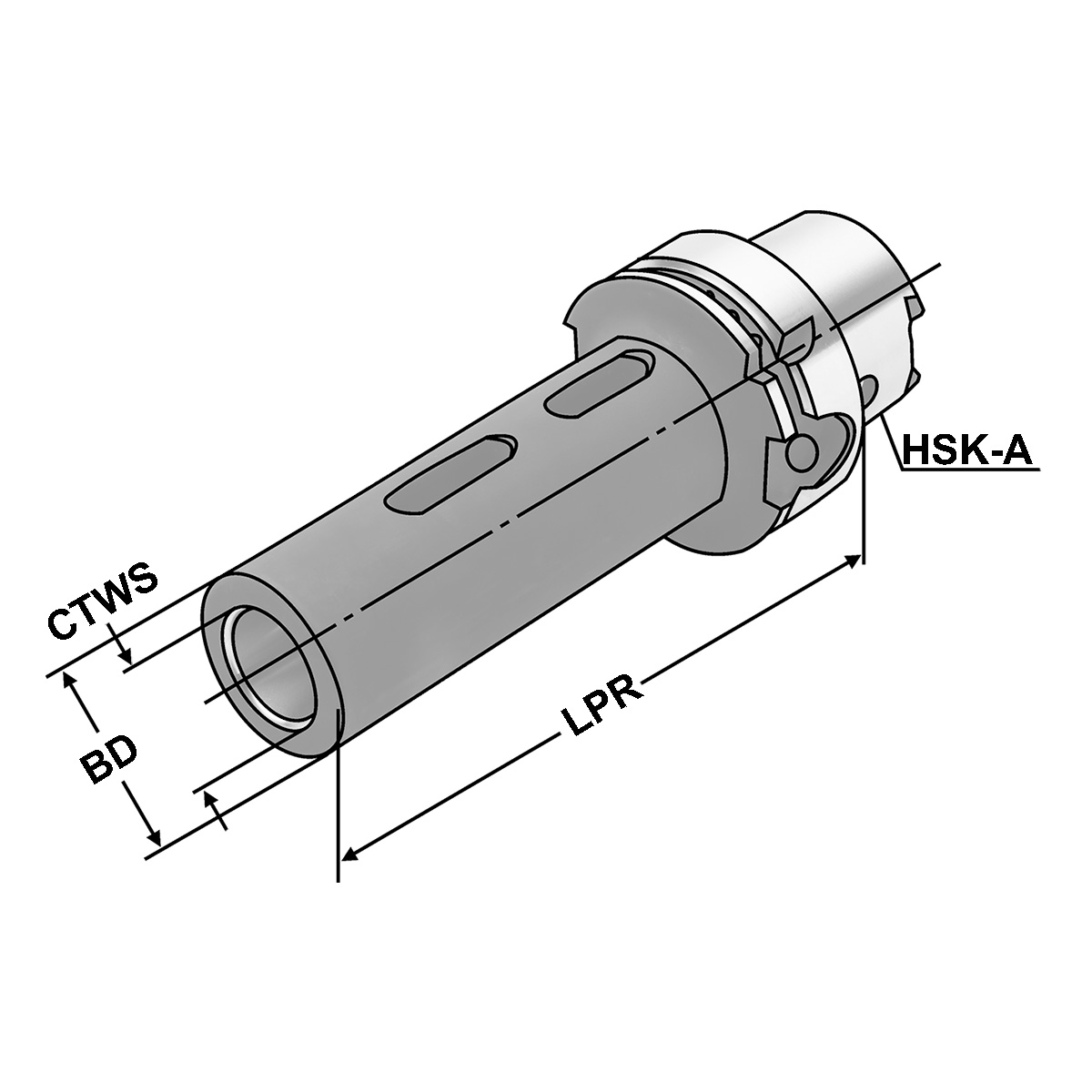 Zwischenhülse HSK 100-5-200 für MK mit Austreiblappen DIN 6383