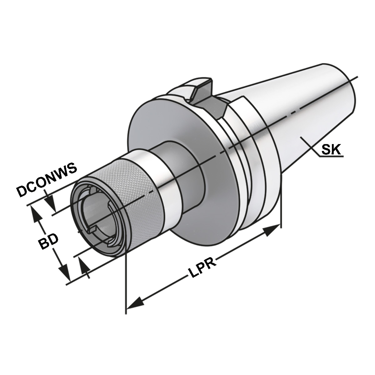 Gewindeschneidfutter BT 40 - M5-M22 - Gr.2 ohne Längenausgleich auf Druck und Zug