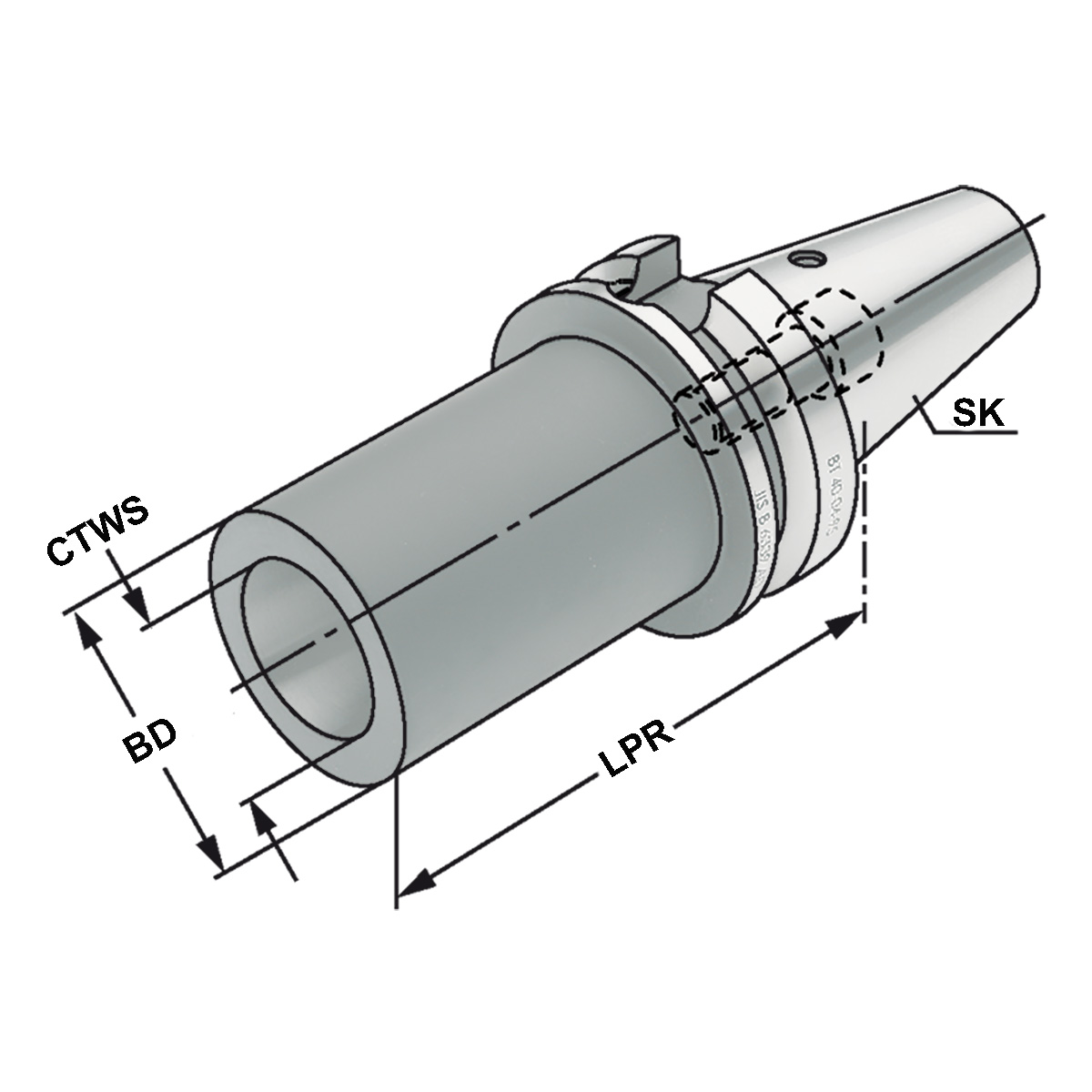 Zwischenhülse BT 40-1-50 für MK mit Anzugsgewinde DIN 6364