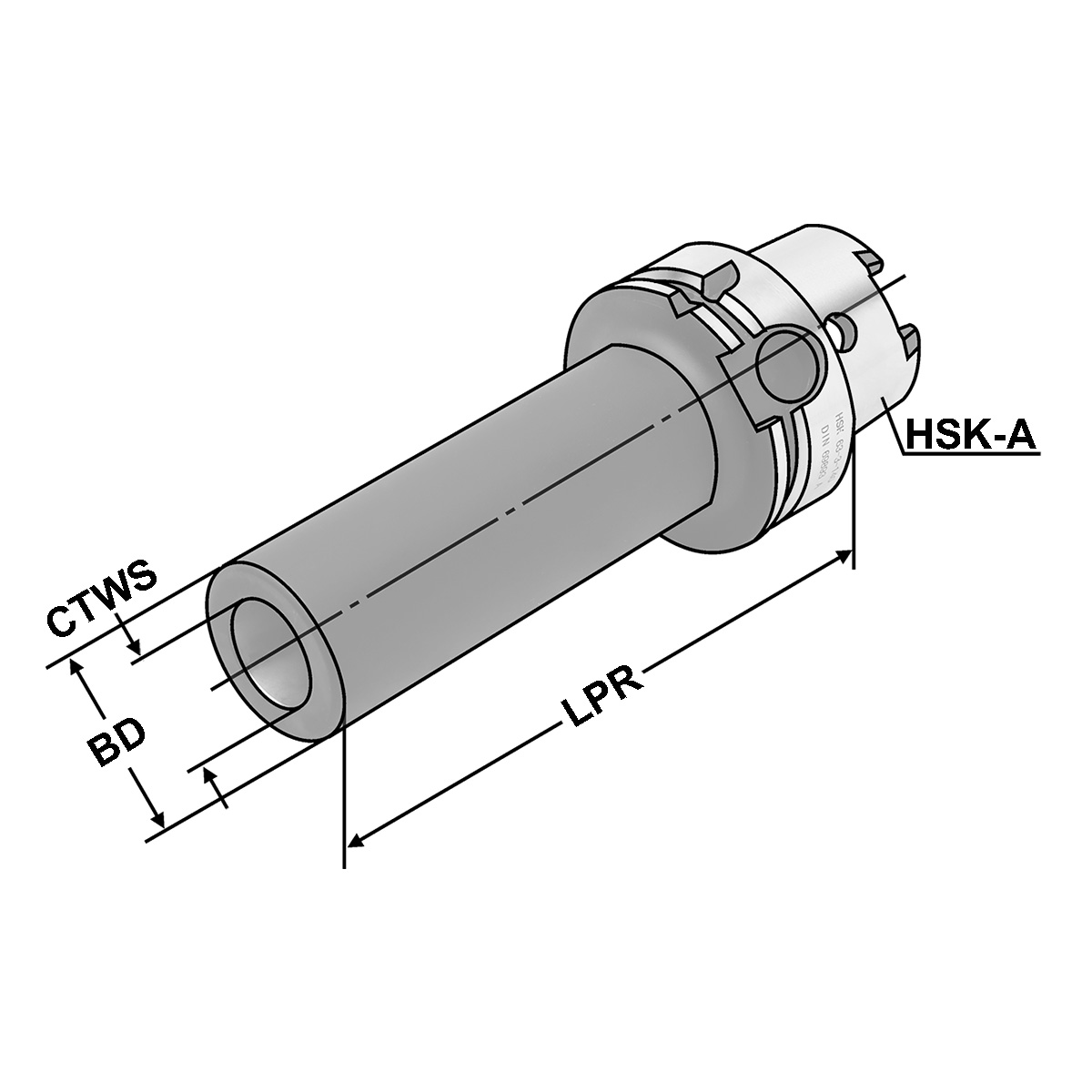 Zwischenhülse HSK 63-1-100 für MK mit Anzugsgewinde DIN 6364