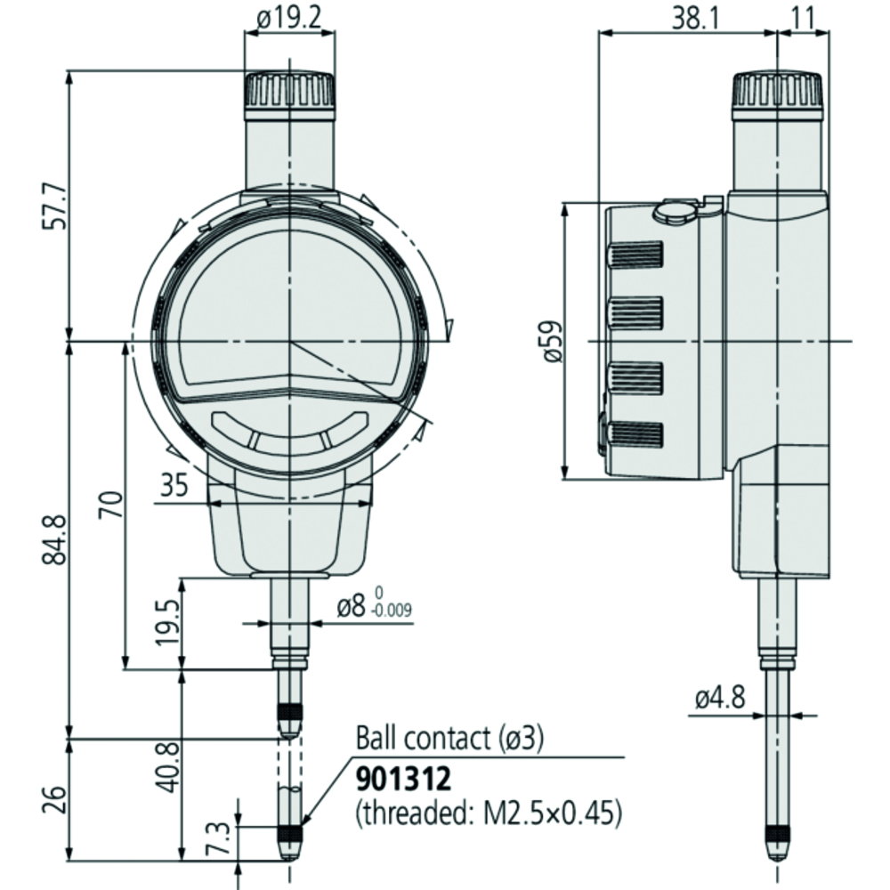 Messuhr digital ID-F 25,4 mm (0,0005 mm)