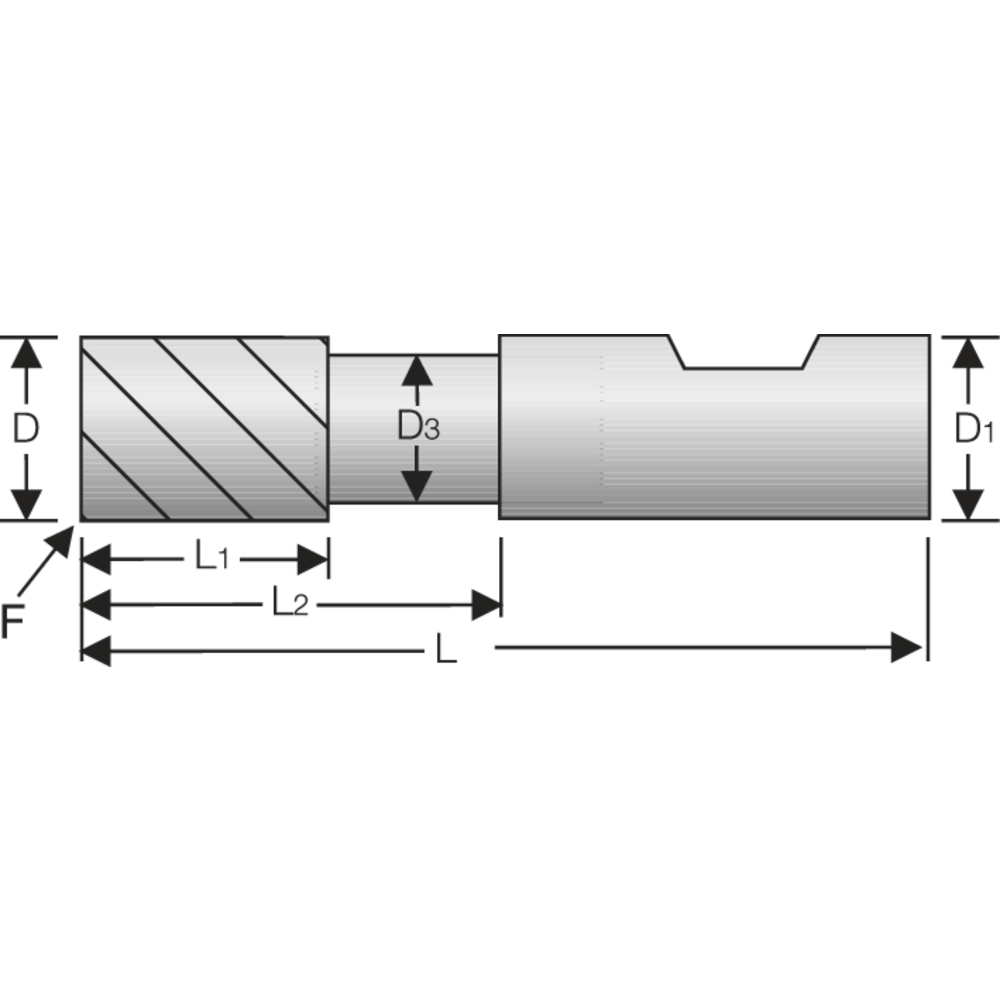 Alu-Schaftfräser VHM 43°/47° 3mm L2=16mm, Z=3 HA, Kantens.-Fase, HPC, TAC