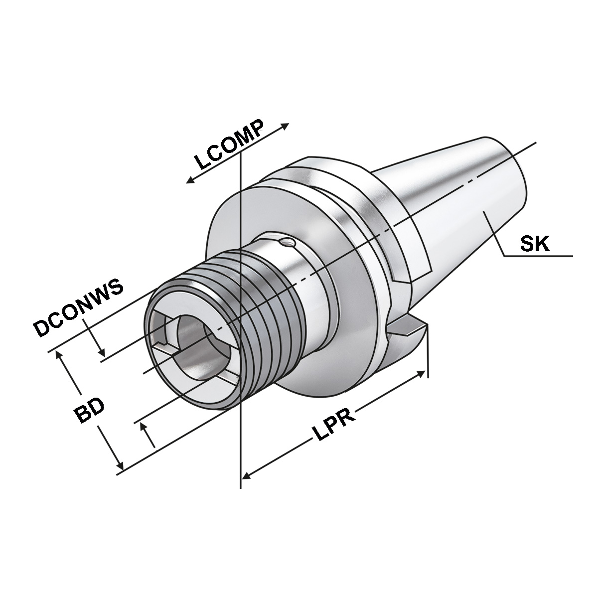 Gewindeschneidfutter BT 40 - M3-M14 - Gr.1 mit Längenausgleich auf Druck und Zug