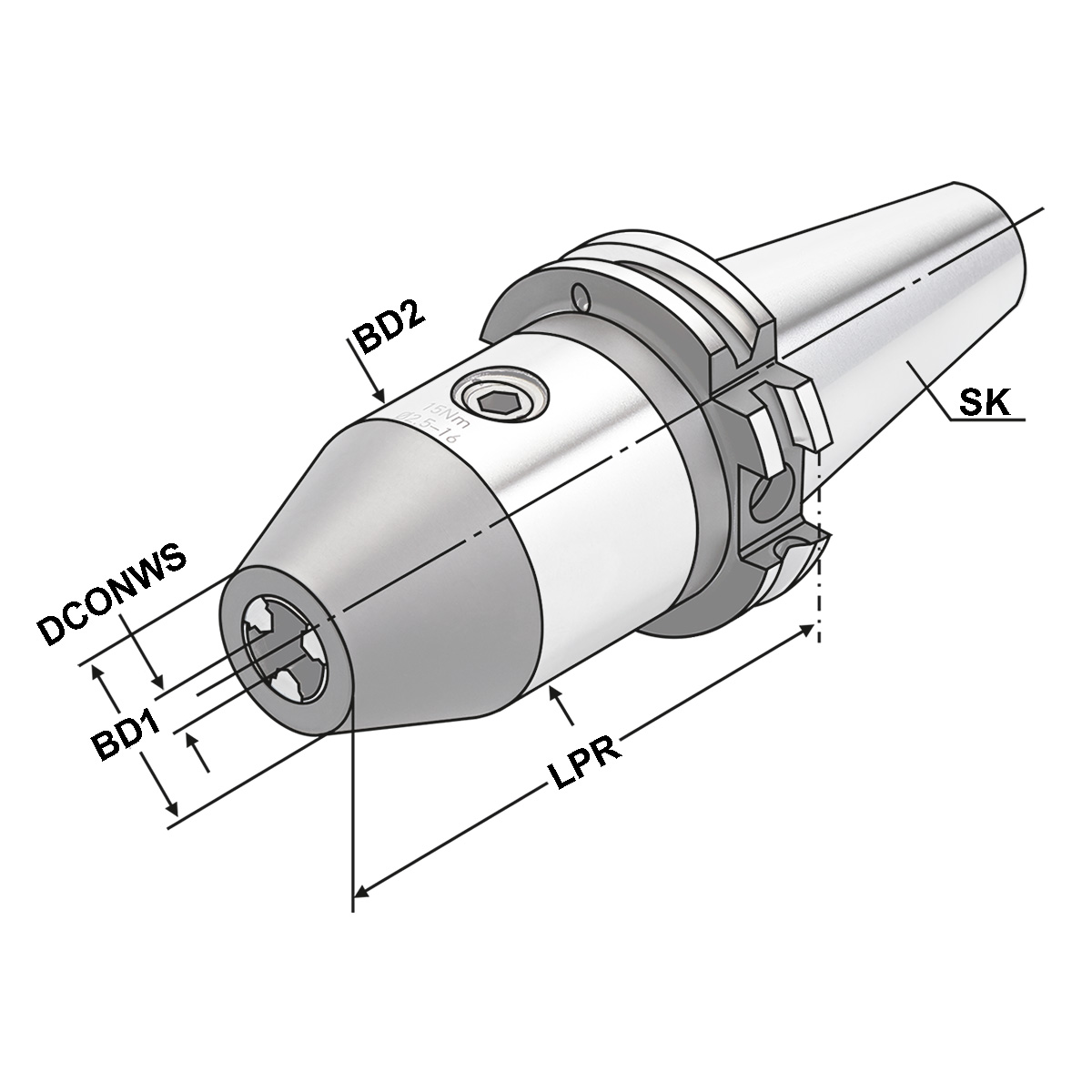 CNC-Bohrfutter SK 40-0,5/8-70 DIN 69871 AD