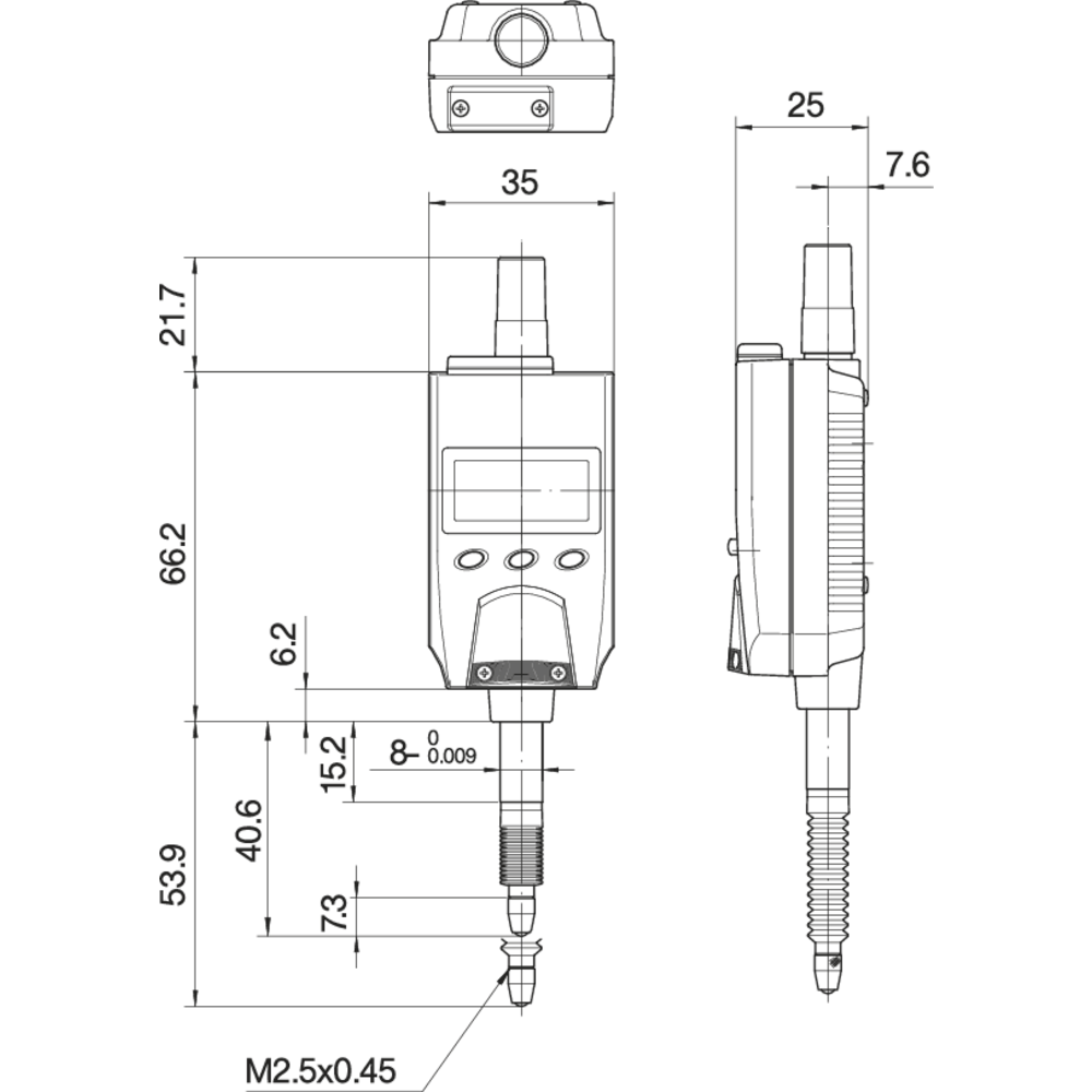 Messuhr digital 5mm (0,01mm) ID-B (Ablesung von oben)