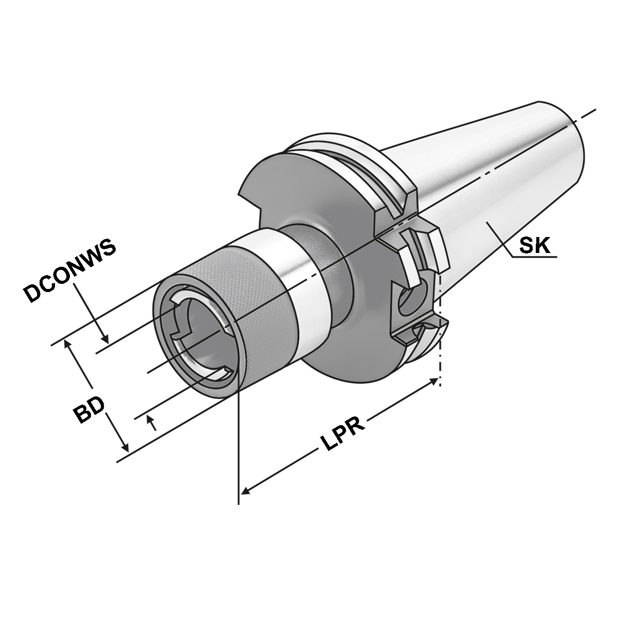 Gewindeschneidfutter SK 50 - M14-M36 - Gr.3 ohne Längenausgleich auf Druck und Zug