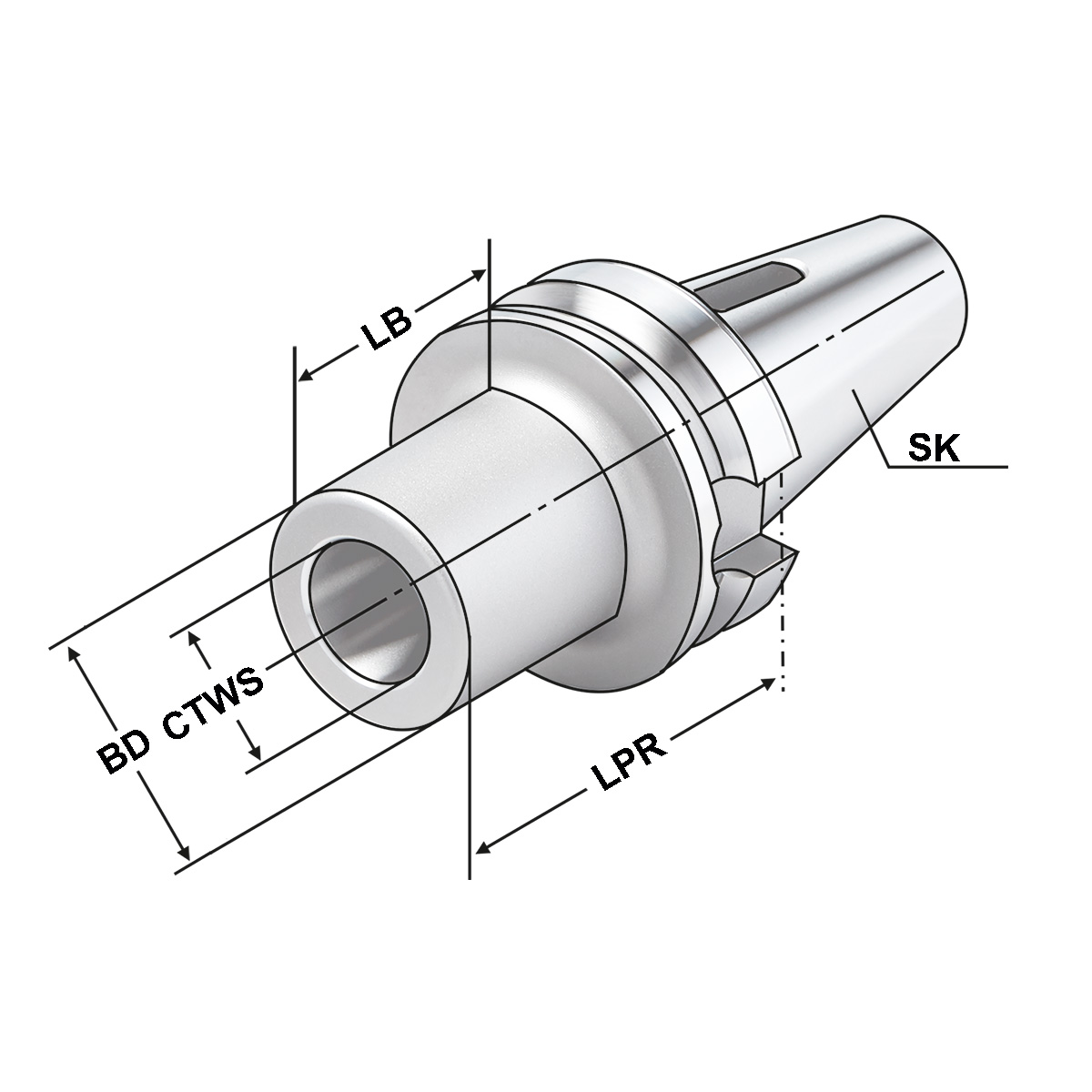 Zwischenhülse BT 40-2-50 für MK mit Austreiblappen DIN 6383