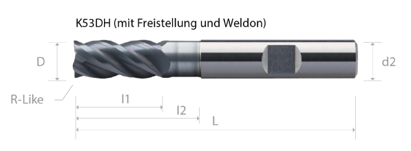 VHM HPC-Schaftfräser, 4 Schneiden, Ø=3.0mm