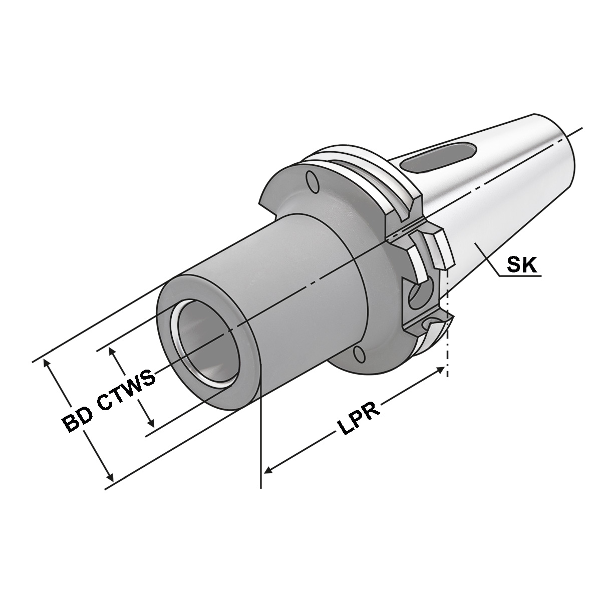 Zwischenhülse SK 40-1-50 für MK mit Austreiblappen DIN 6383