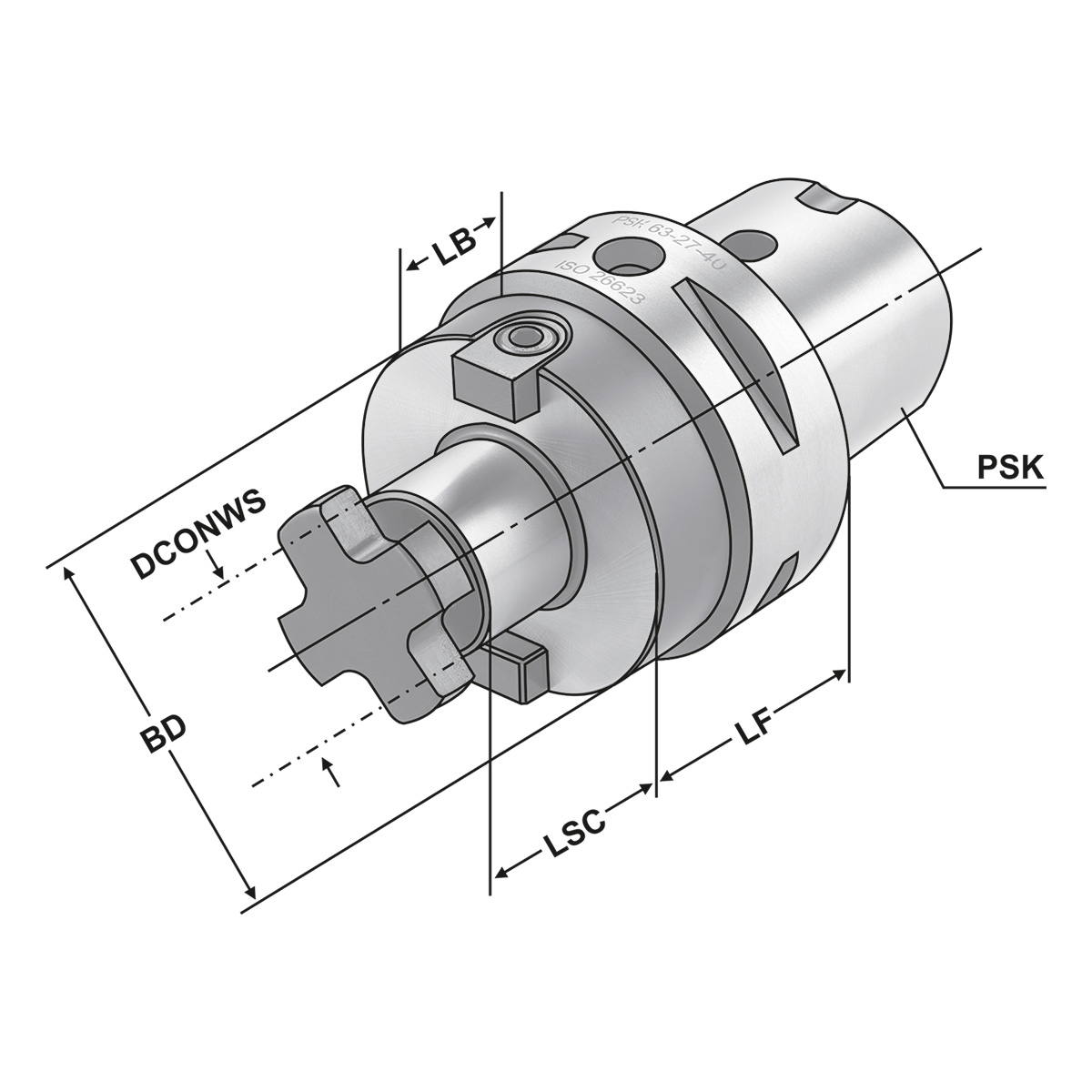Quernut-Aufsteckfräserdorn PSK 63-27-40 ISO 26623