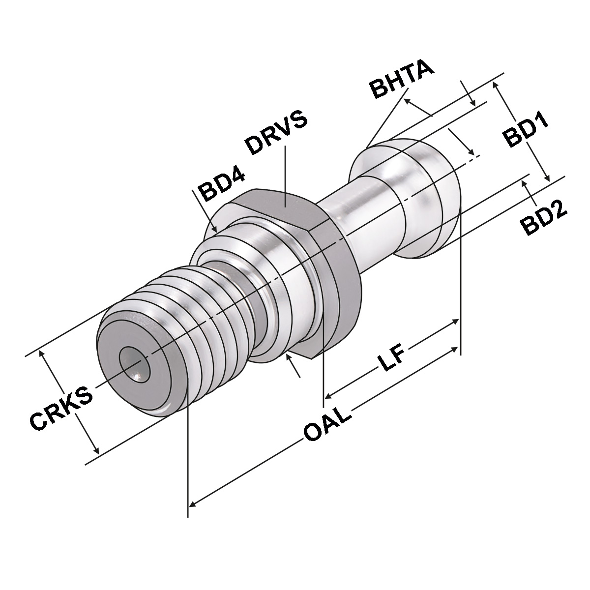 Anzugsbolzen SK 30 | M12 | Typ Biesse und Leuco | ohne Kühlmittel-Zufuhr