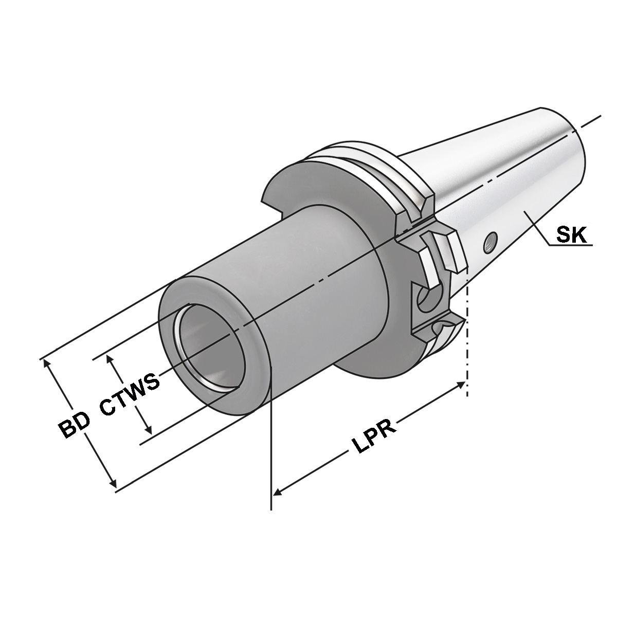 Zwischenhülse SK 40-1-50 für MK mit Anzugsgewinde DIN 6364