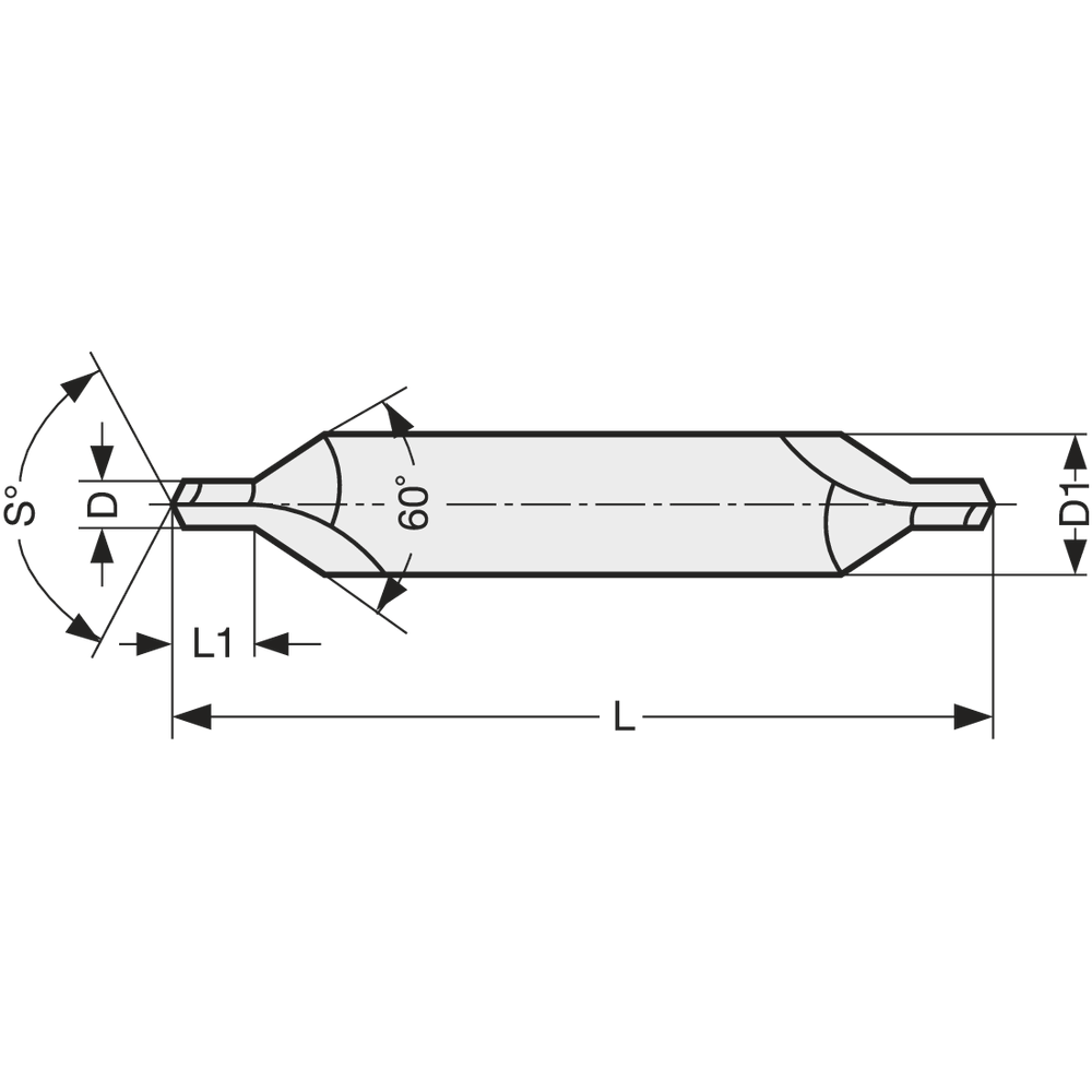 Zentrierbohrer HSS-Co5 WN Form A 2mm L=200mm