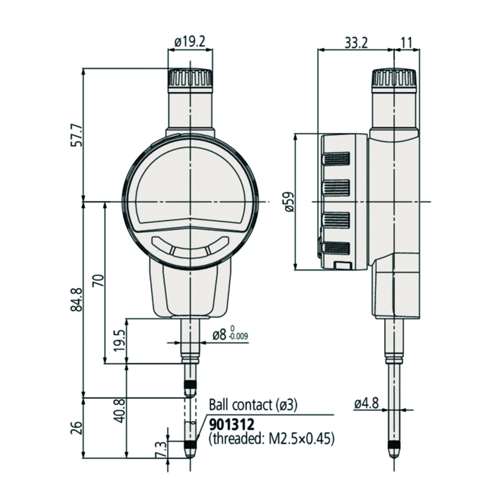 Messuhr digital ID-C 25,4mm (0,01mm)