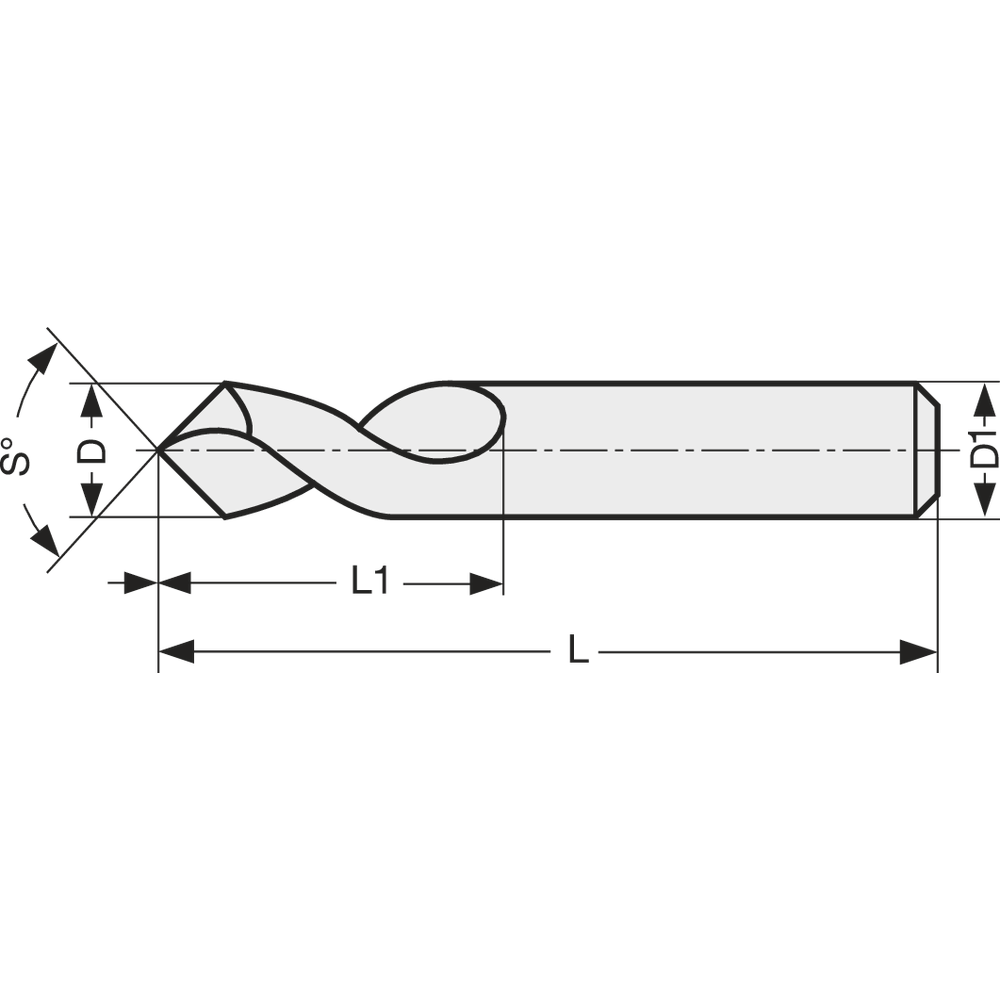 NC-Anbohrer VHM 142° 2mm, HA, TiAlN, lang