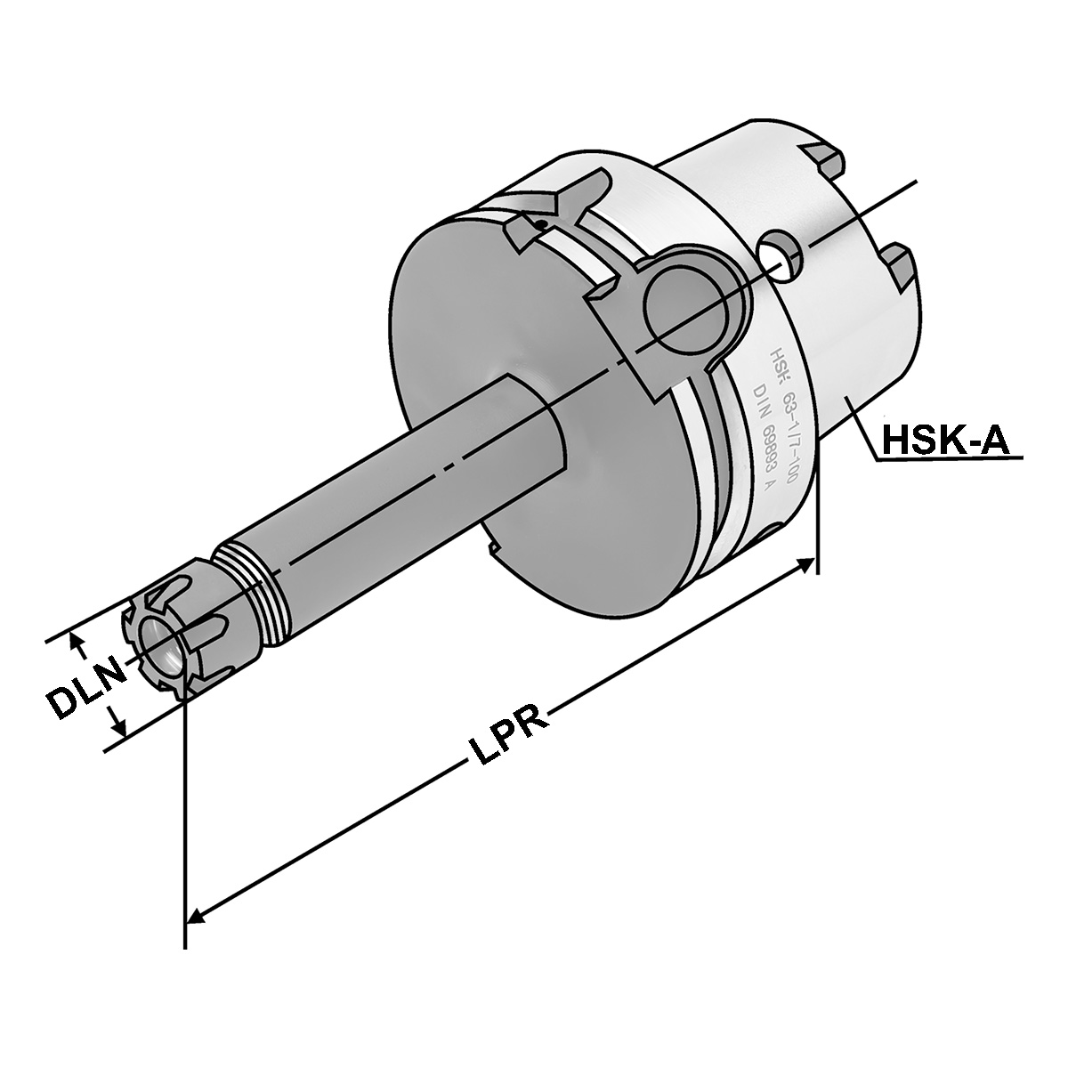 Spannfutter HSK 50-1/10-60 ER16 MINI DIN 69893 Form A