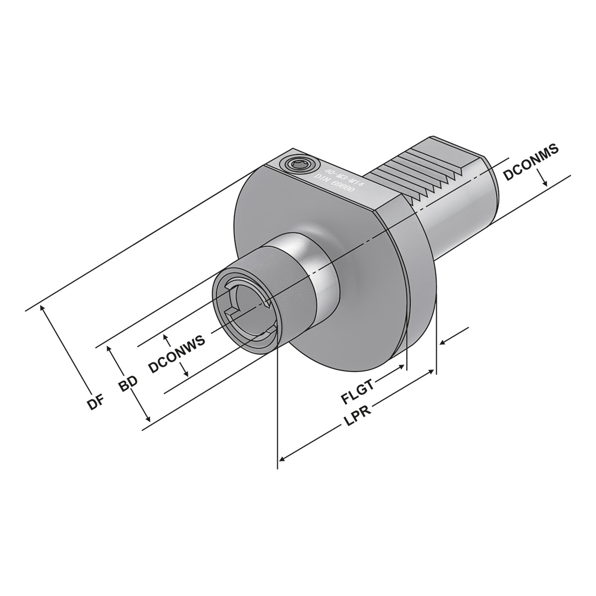 Gewindeschneidfutter 40 - M5-M22 - Gr.2 DIN69880 ohne Längenausgleich