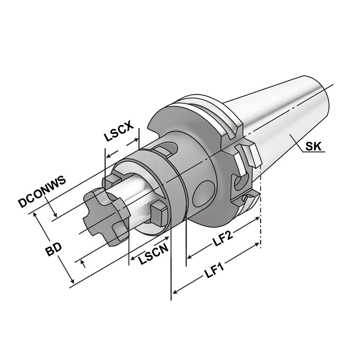 Kombi-Aufsteckfräserdorn SK 40-40-100 DIN 69871 AD/B