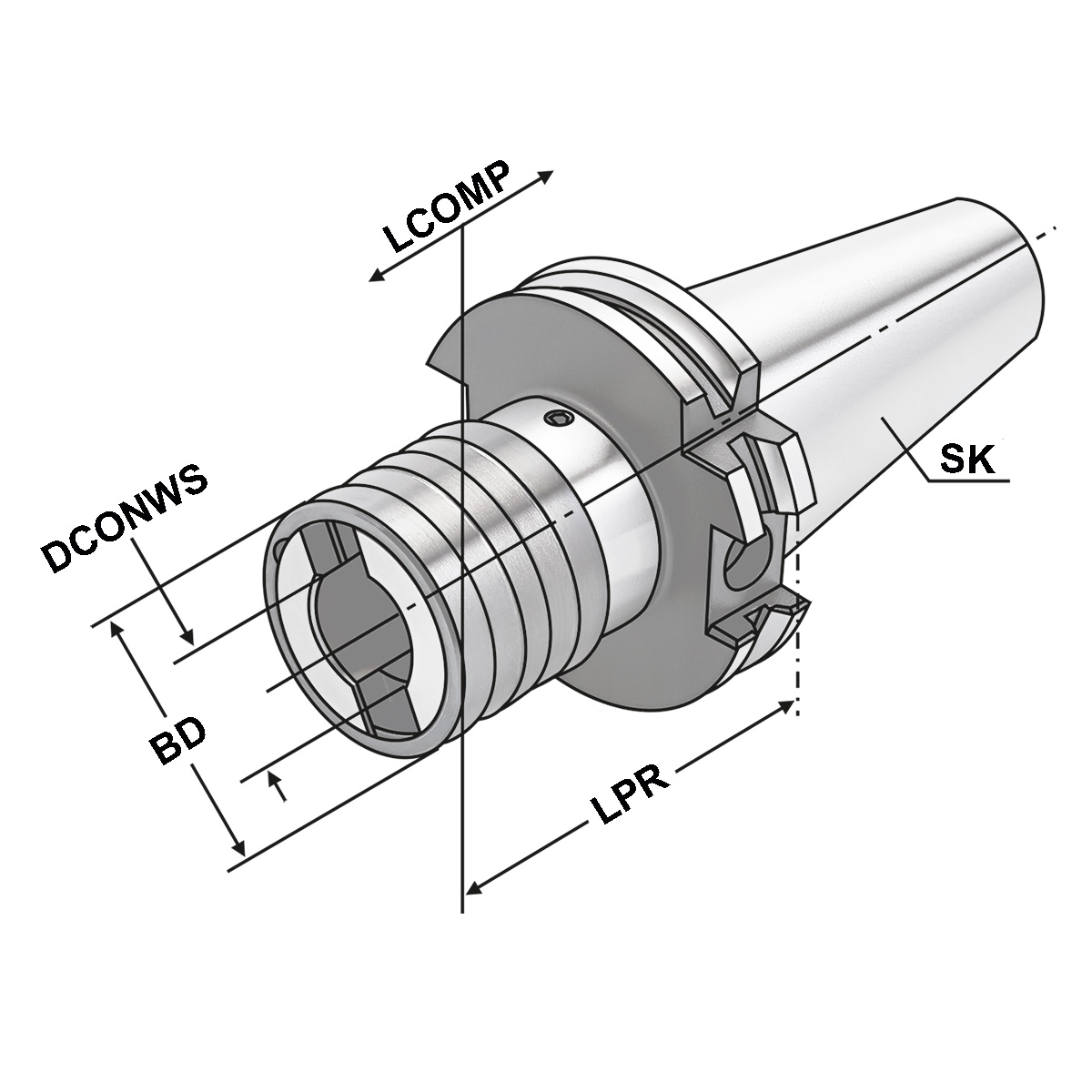 Gewindeschneidfutter SK 40 - M14-M36 - Gr.3 mit Längenausgleich auf Druck und Zug