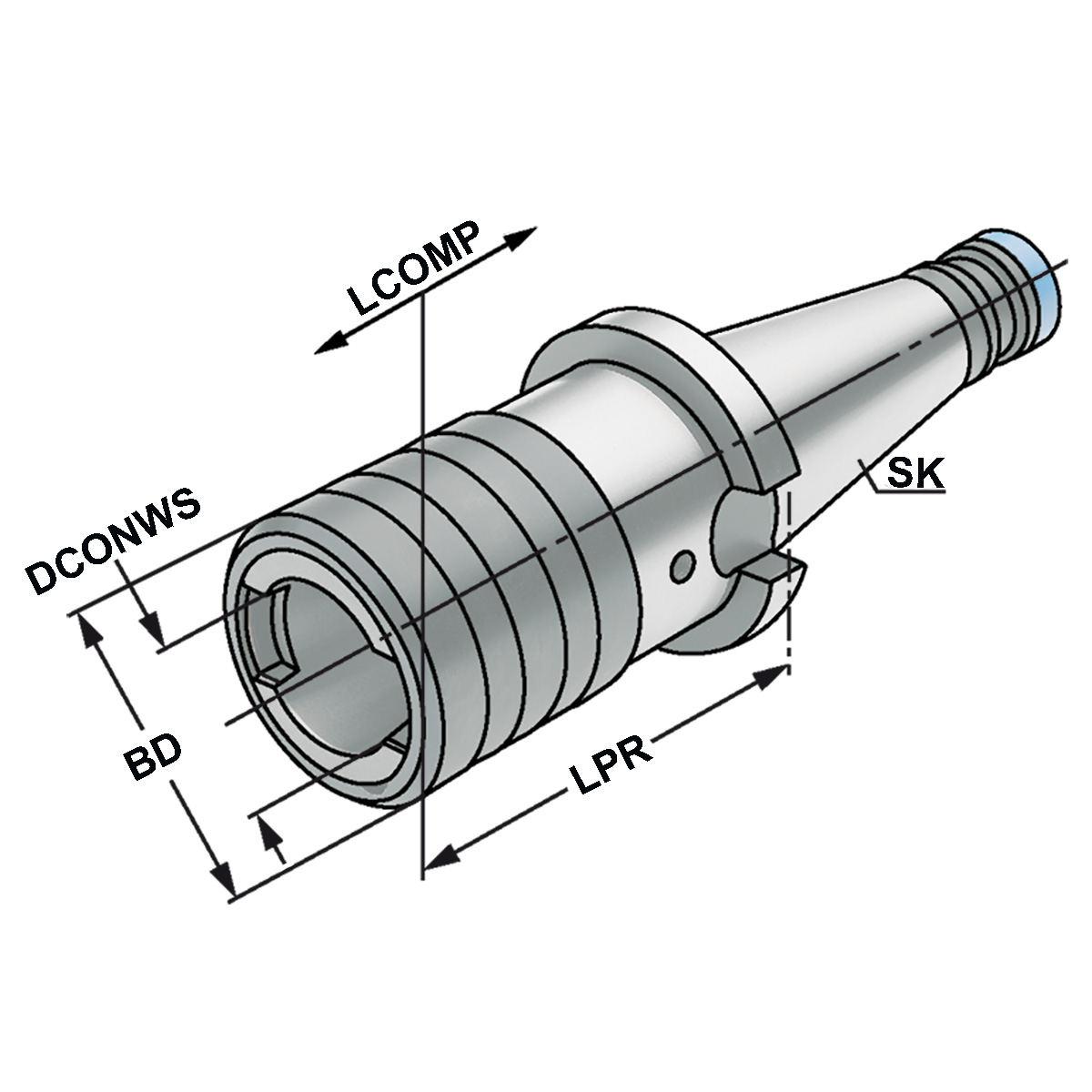 Gewindeschneidfutter SK 50 - M14-M36 - Gr.3 mit Längenausgleich auf Druck und Zug