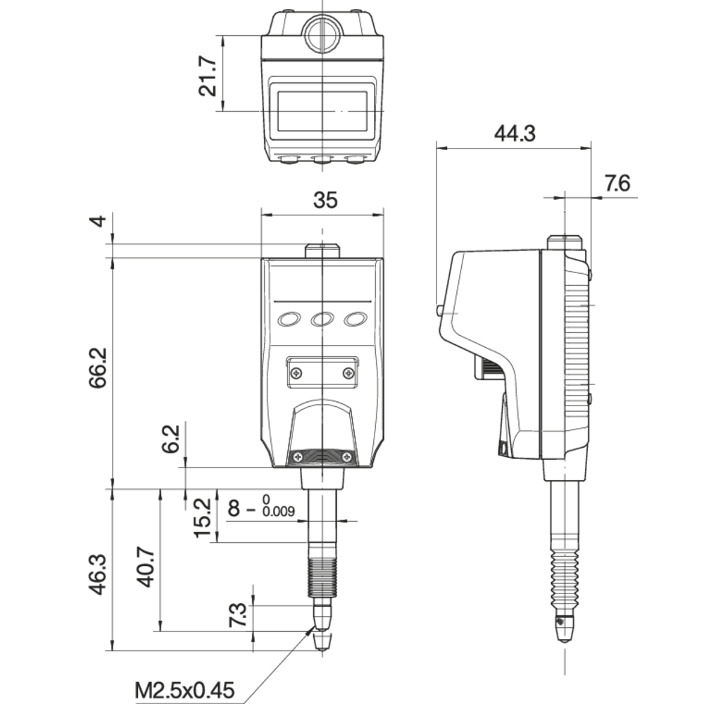 Messuhr digital 5mm (0,01mm) ID-B (Ablesung von oben)