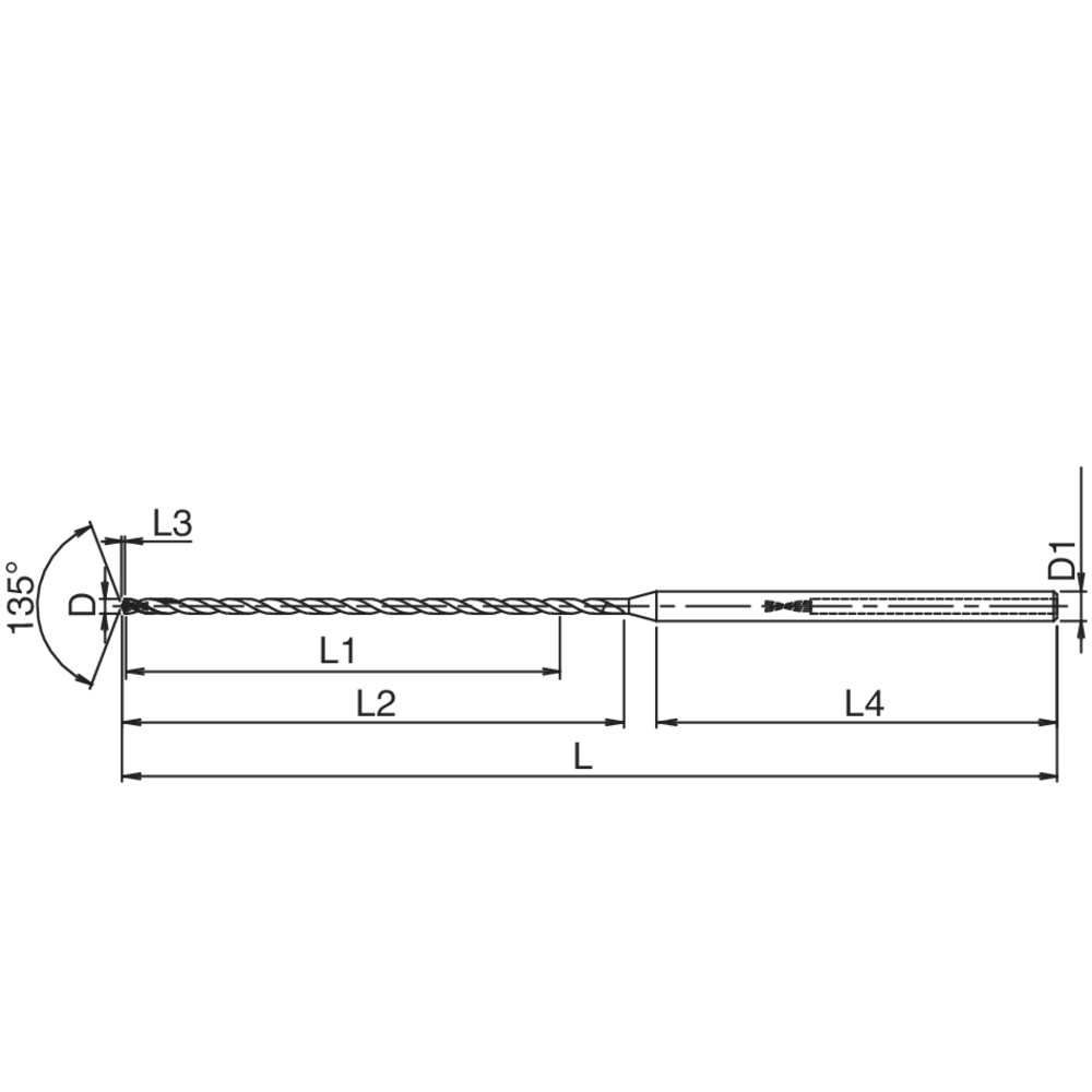 Hochleistungsbohrer VHM 30xD ADO-MICRO 1mm IK TiAlN