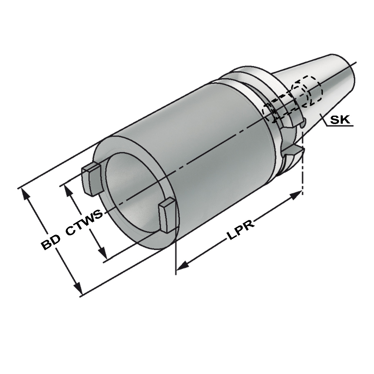 Zwischenhülse BT 50 - SK 40 -  70 JIS B 6339 (MAS 403 BT) A