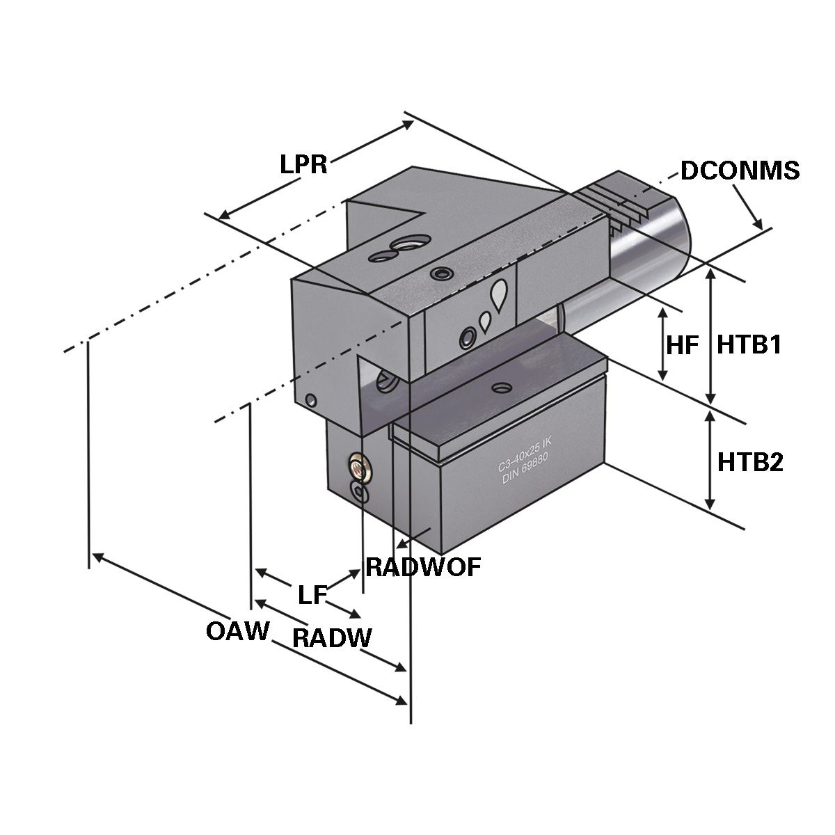 Axial-Werkzeughalter C3-40x25 DIN 69880 (ISO 10889)