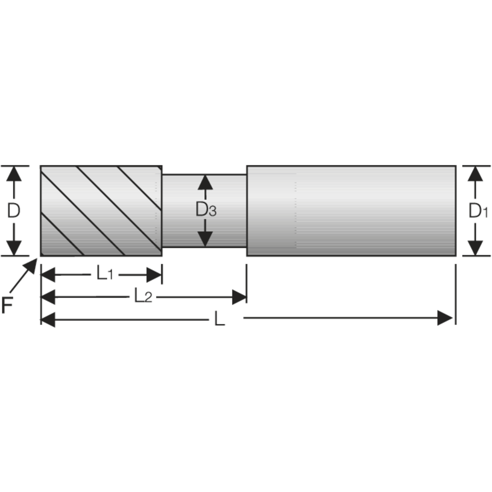 Alu-Bohrnutenfräser VHM 45° 3mm L2=18mm, Z=2, HA, Kantens.-Fase, TAC