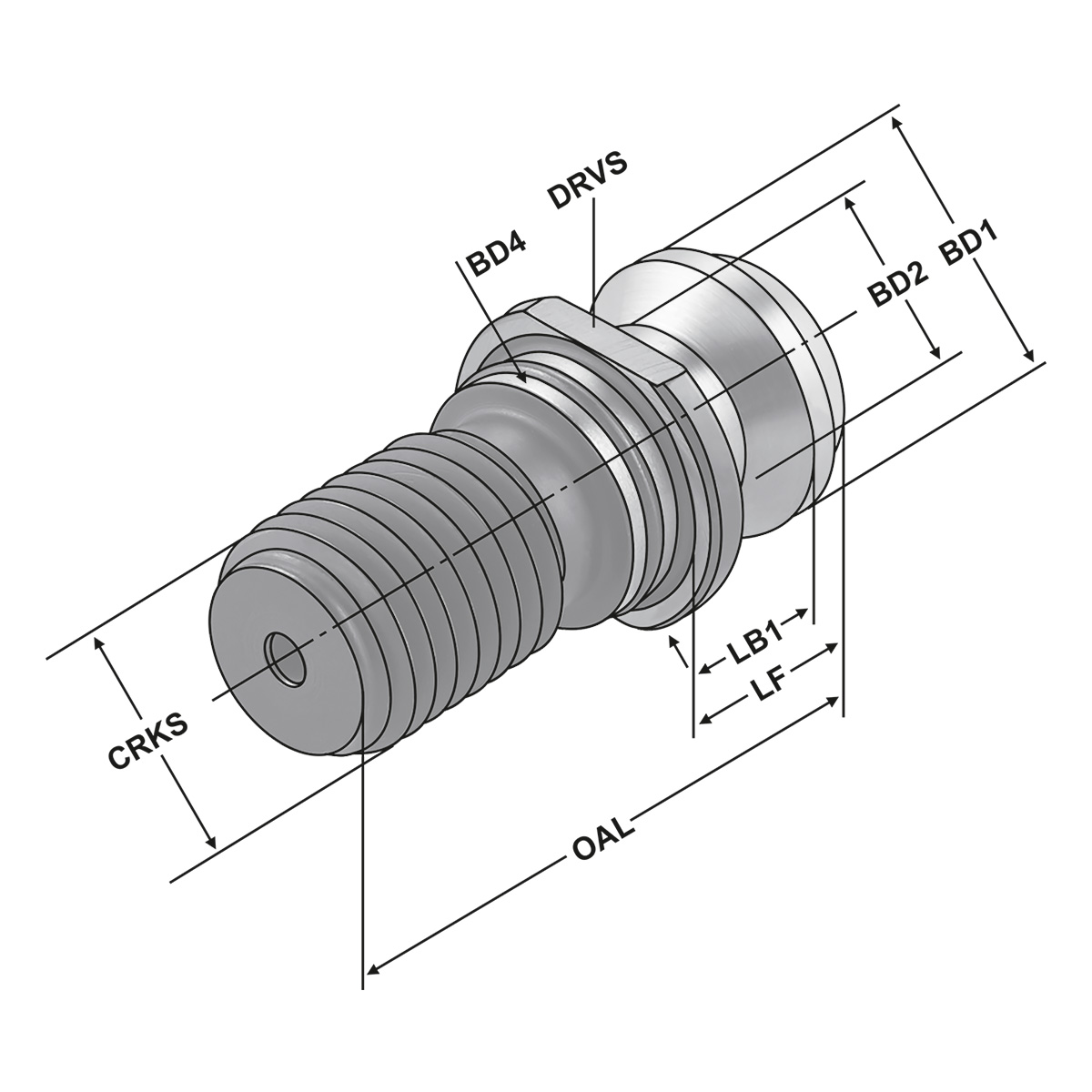 Anzugsbolzen ISO 7388-3 | Form UF | M24 | ohne Durchgangsbohrung | ohne O-Ring