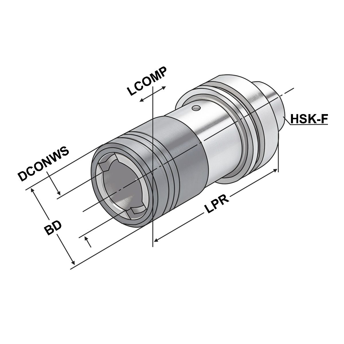 Gewindeschneidfutter HSK 63 M5-M22 - Gr.2 - 140 mit Längenausgleich auf Druck und Zug