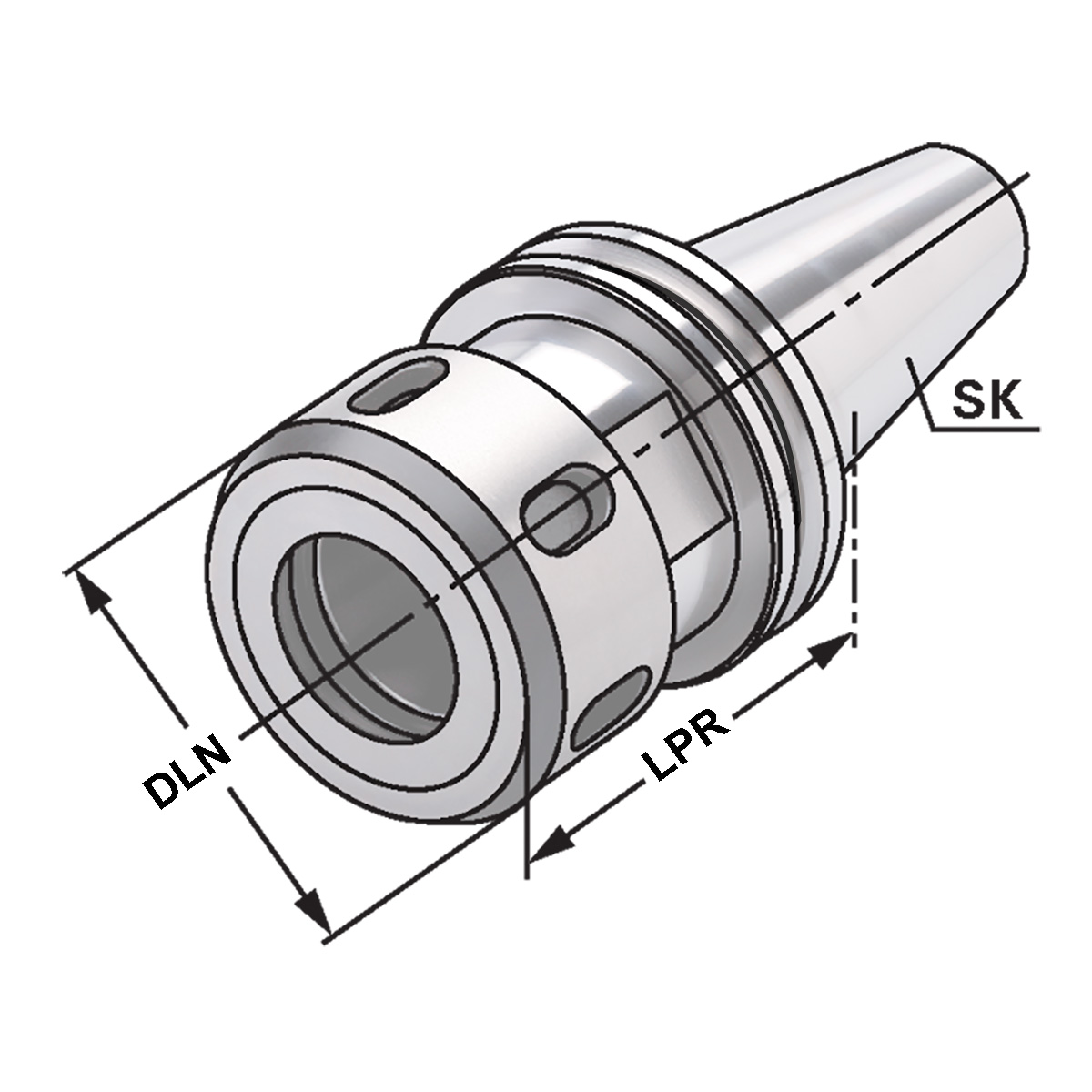 Spannfutter SK 40-2/25-63 OZ25 ohne Mitnehmernuten / Mitnehmerausfräsung