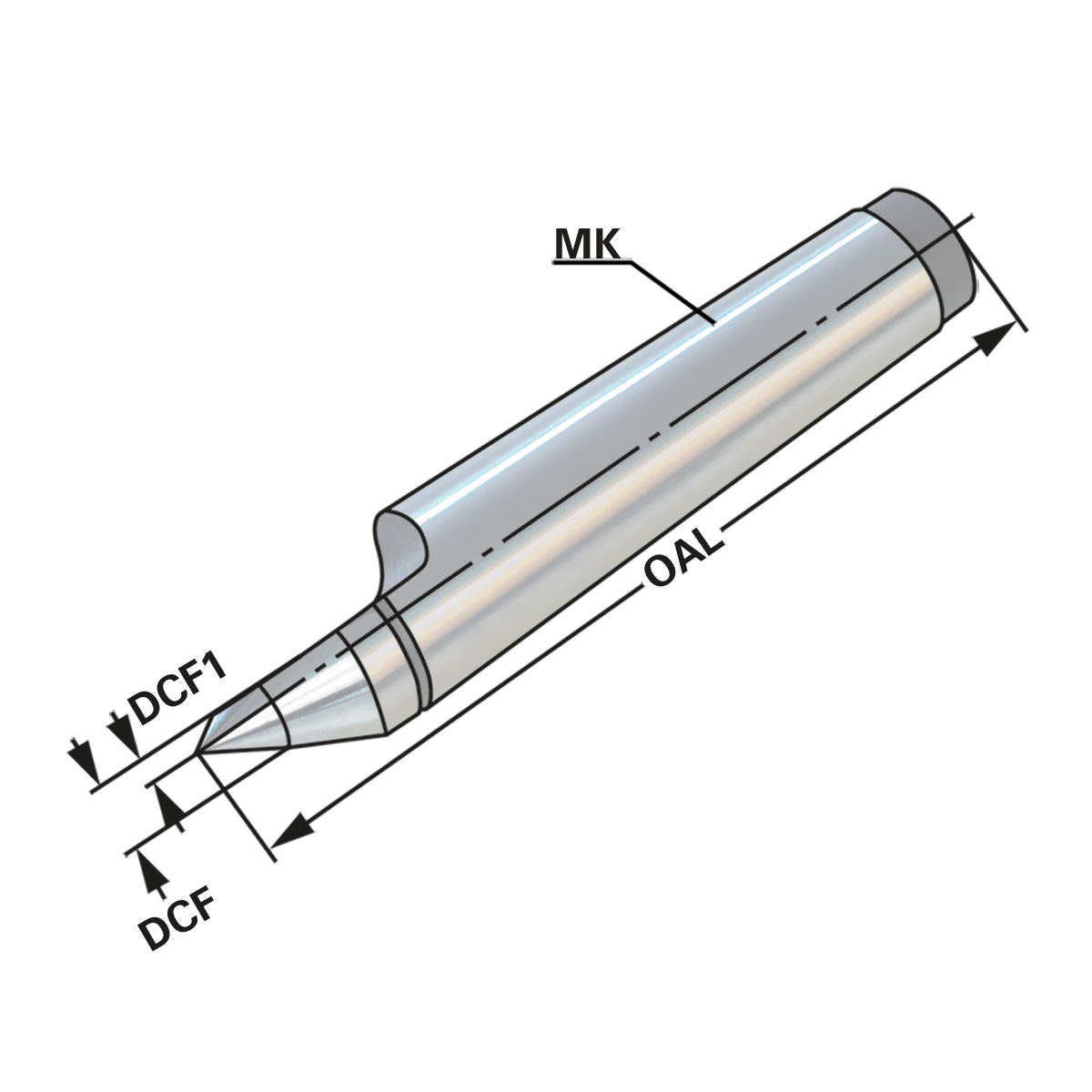 Hartmetall Zentrierspitzen | MK 4 | DIN 806 HE abgeflachte Ausführung mit Hartmetall-Einsatz