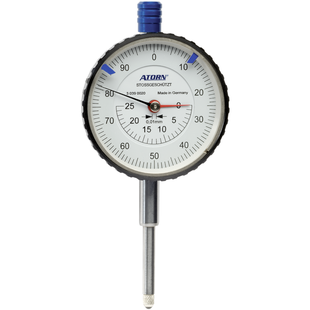 Messuhr 25mm (0,01mm) Außenring-58mm, stoßgeschützt, konzentrisch