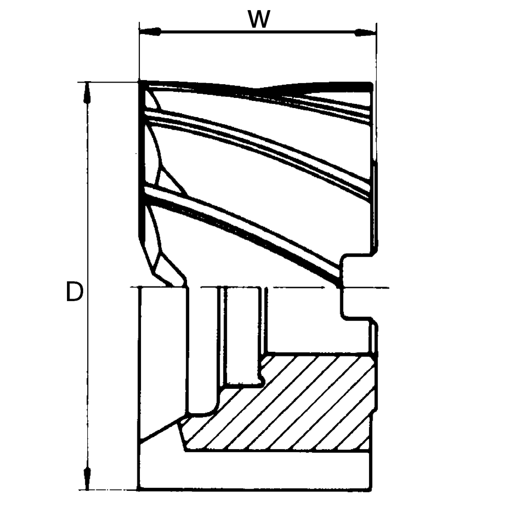 Walzenstirnfräser HSS-E DIN1880N, 40x32x16mm Z=6