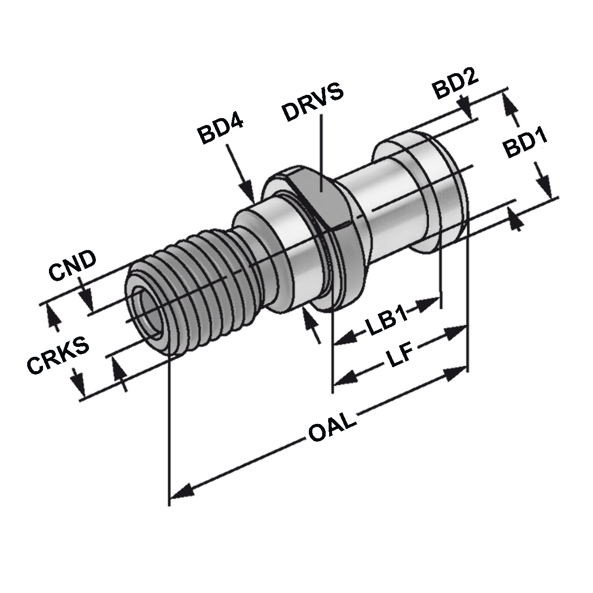 Anzugsbolzen ISO 7388-3 | M12 | mit zentrischer innerer Kühlmittel-Zufuhr