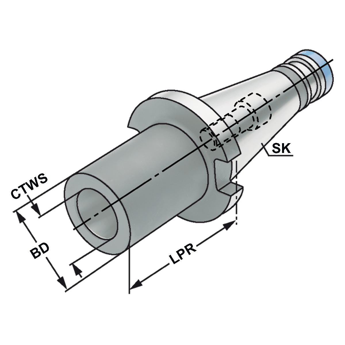 Zwischenhülse SK 40-2-50 für MK mit Anzugsgewinde DIN 6364