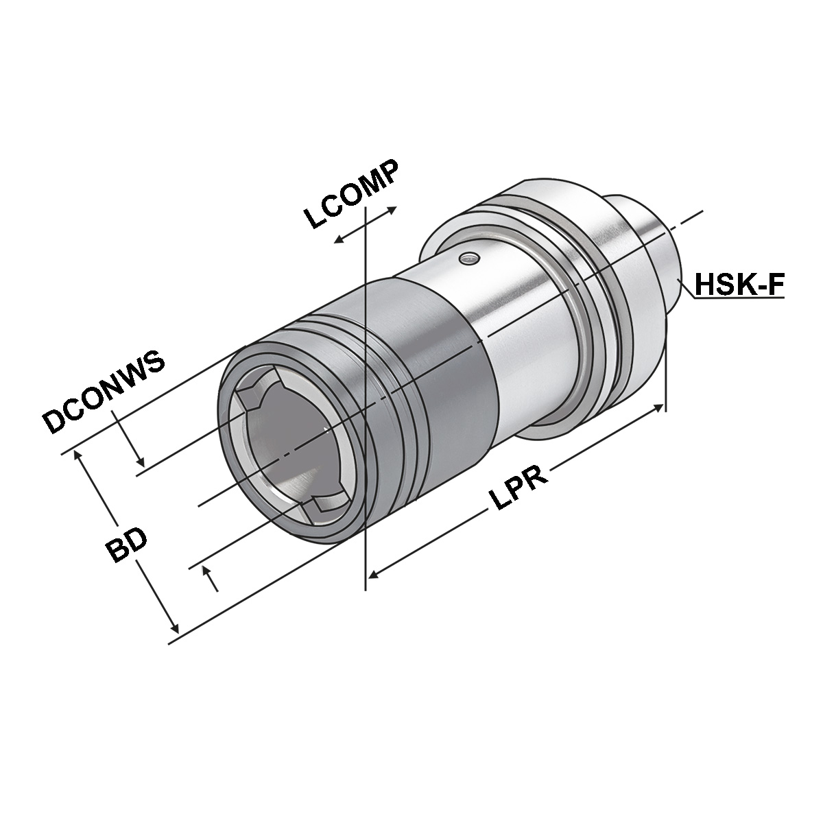 Gewindeschneidfutter HSK 63 M3-M14 - Gr.1 - 102 mit Längenausgleich auf Druck und Zug