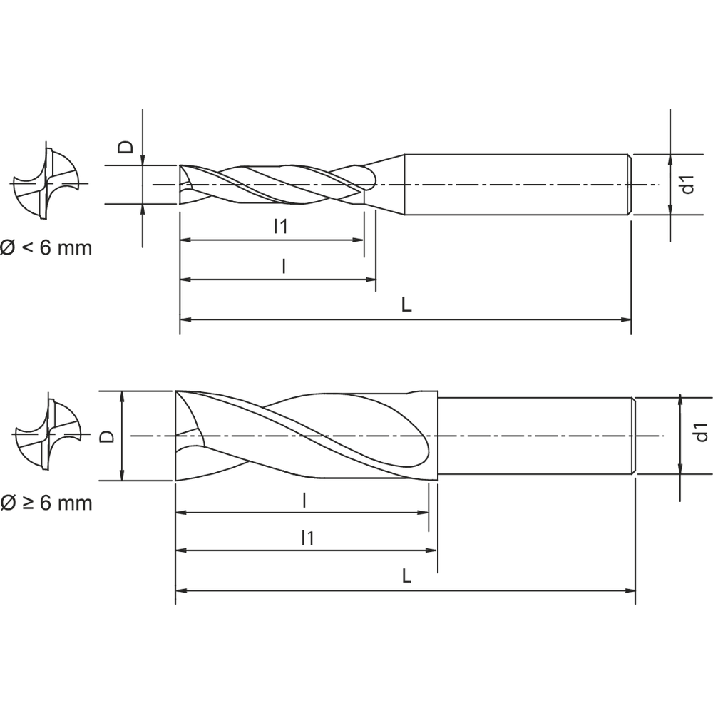 Flachbohrer VHM 180° ADF-2D 2mm