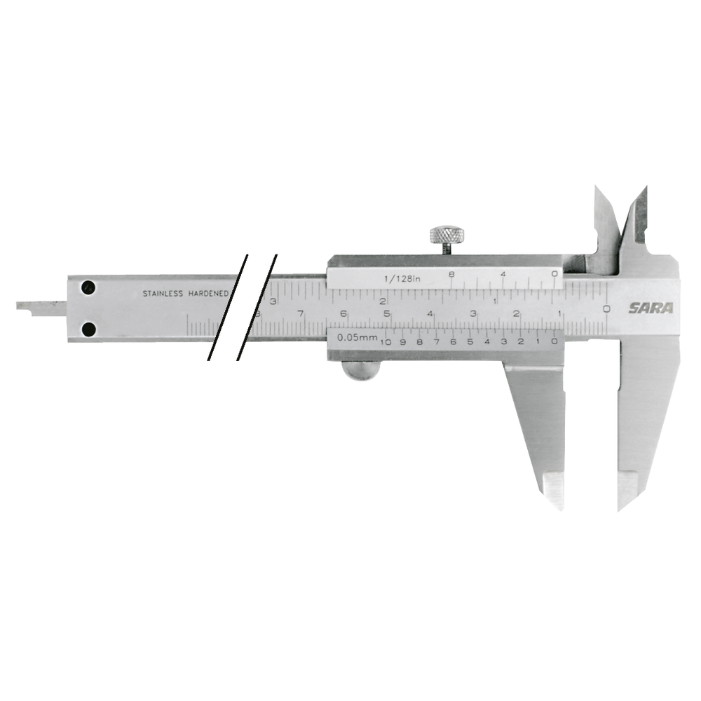 "Messschieber 150mm (1/128""x0,05mm) Feststellschraube oben, für Linkshänder"